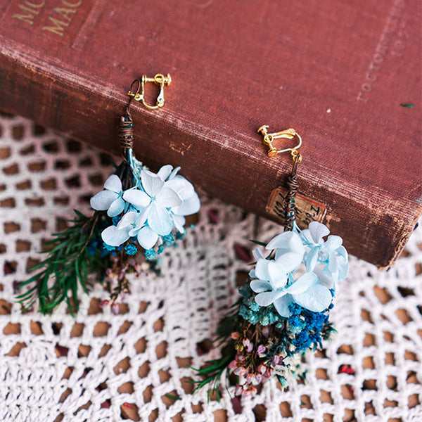 Bridal Jewelry Blue Artificial Flower Ear Clip