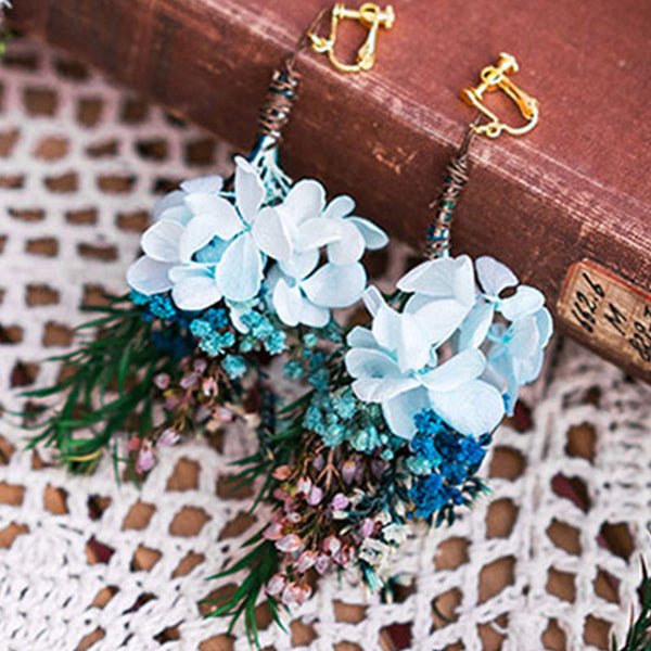 Bridal Jewelry Blue Artificial Flower Ear Clip